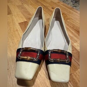 Gucci Patton Bamboo Ivory Ballet Flats 8B RARE